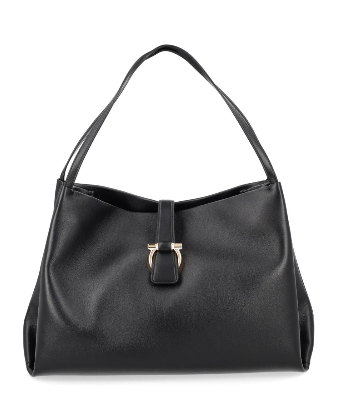 FERRAGAMO Черная кожаная сумка тоут, фото 1