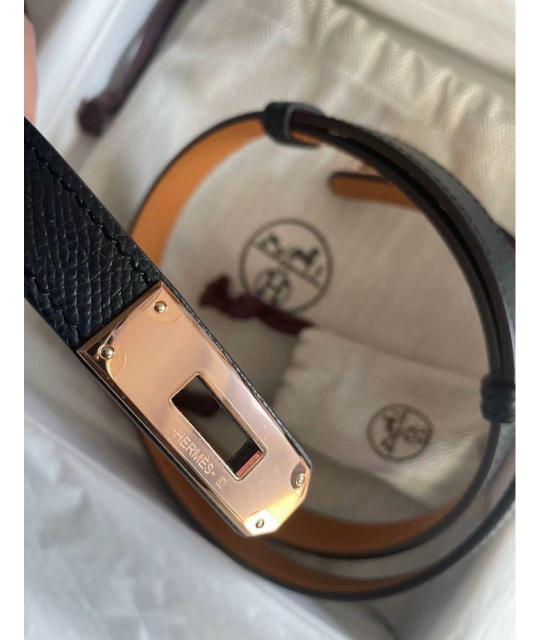 HERMES Черный кожаный ремень, фото 2