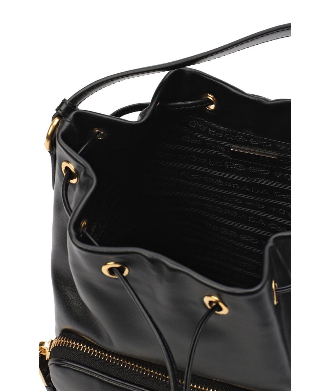 PRADA Черная кожаная сумка с короткими ручками, фото 4