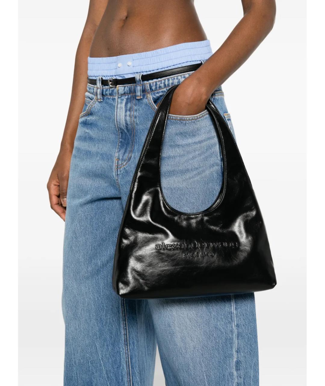 ALEXANDER WANG Черная кожаная сумка через плечо, фото 4