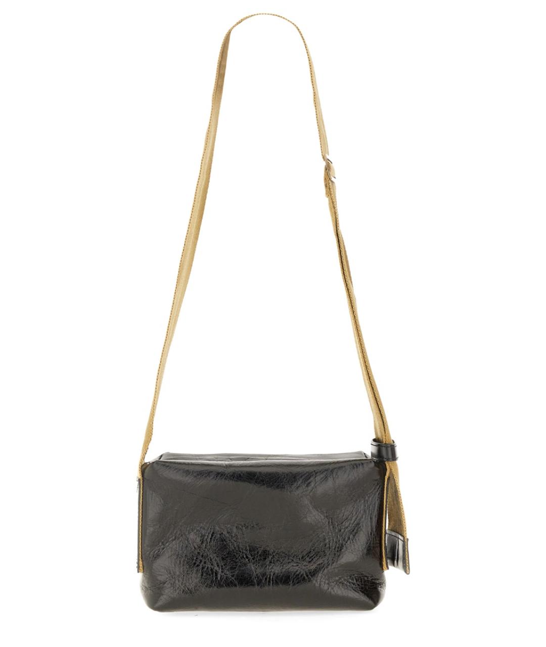 UMA WANG Черная кожаная сумка через плечо, фото 3