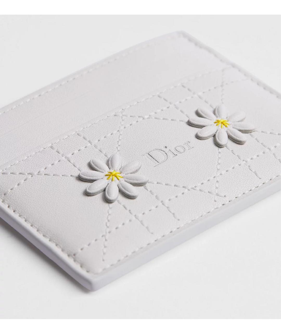 CHRISTIAN DIOR Белый кожаный кардхолдер, фото 4