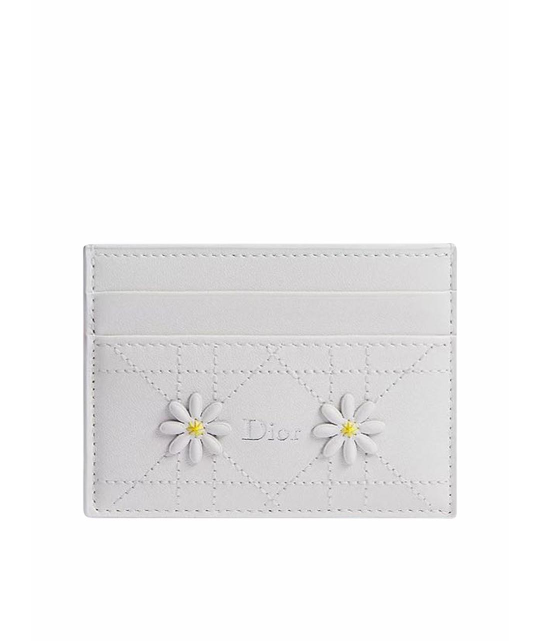 CHRISTIAN DIOR Белый кожаный кардхолдер, фото 5