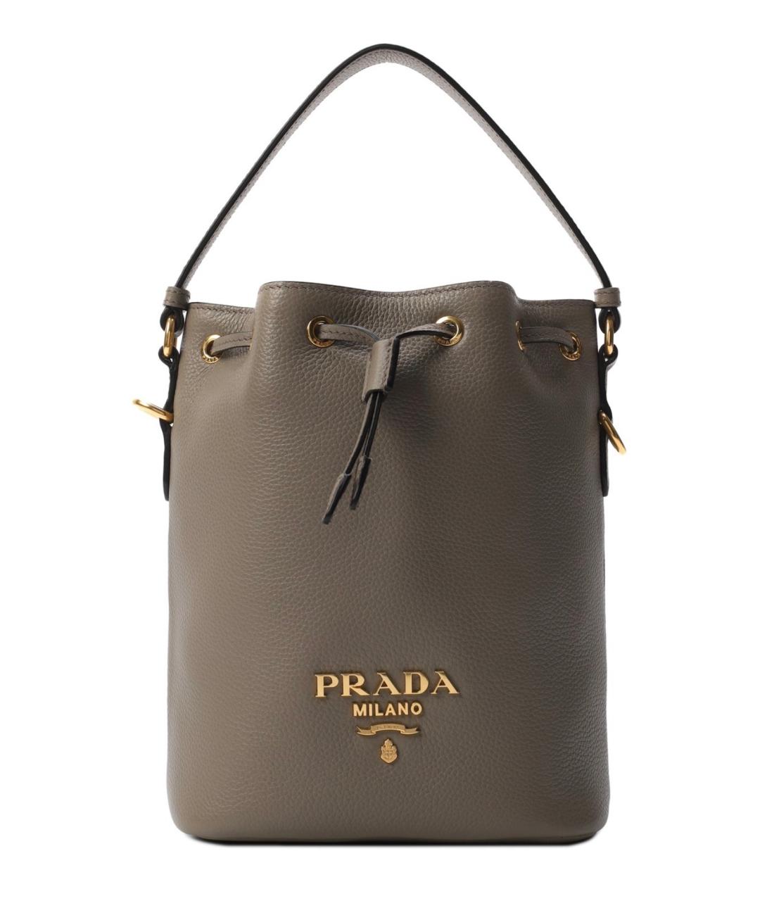 PRADA Серая кожаная сумка через плечо, фото 5