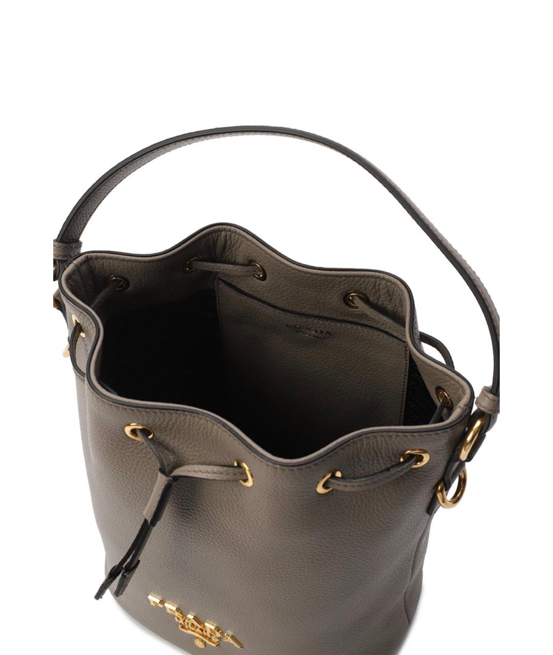 PRADA Серая кожаная сумка через плечо, фото 4