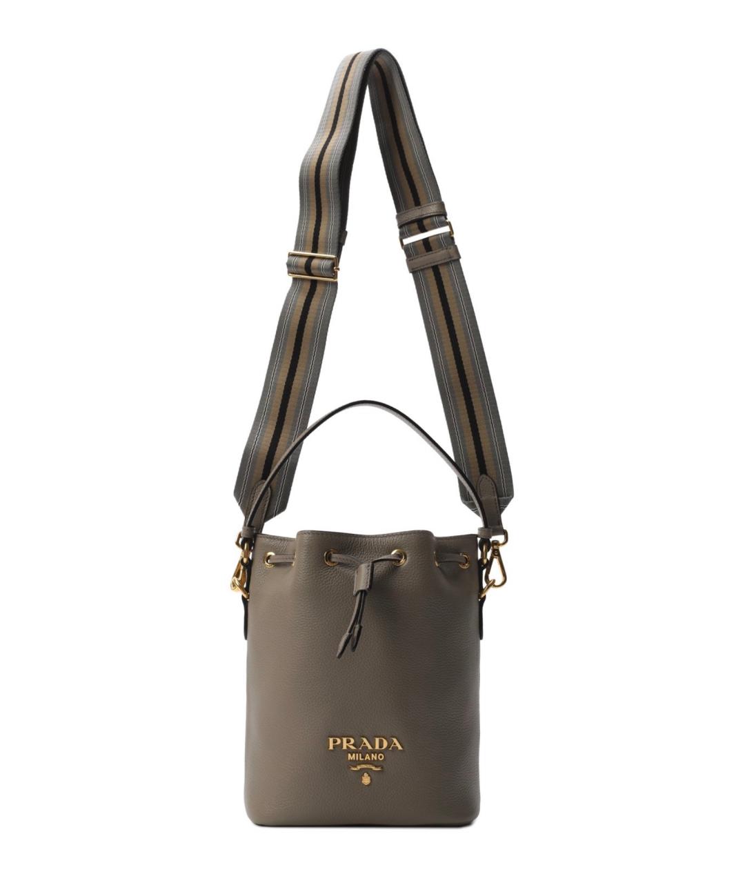 PRADA Серая кожаная сумка через плечо, фото 8