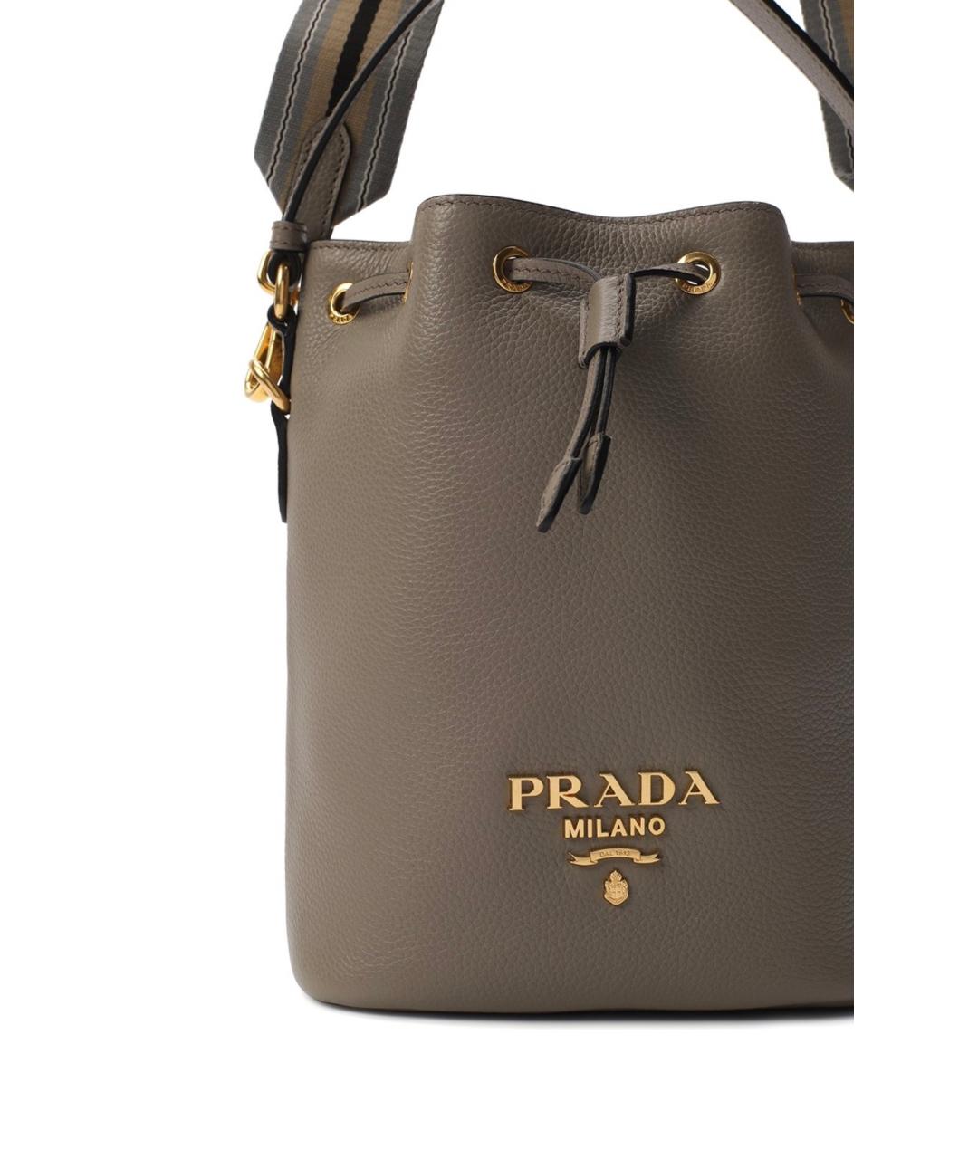 PRADA Серая кожаная сумка через плечо, фото 7