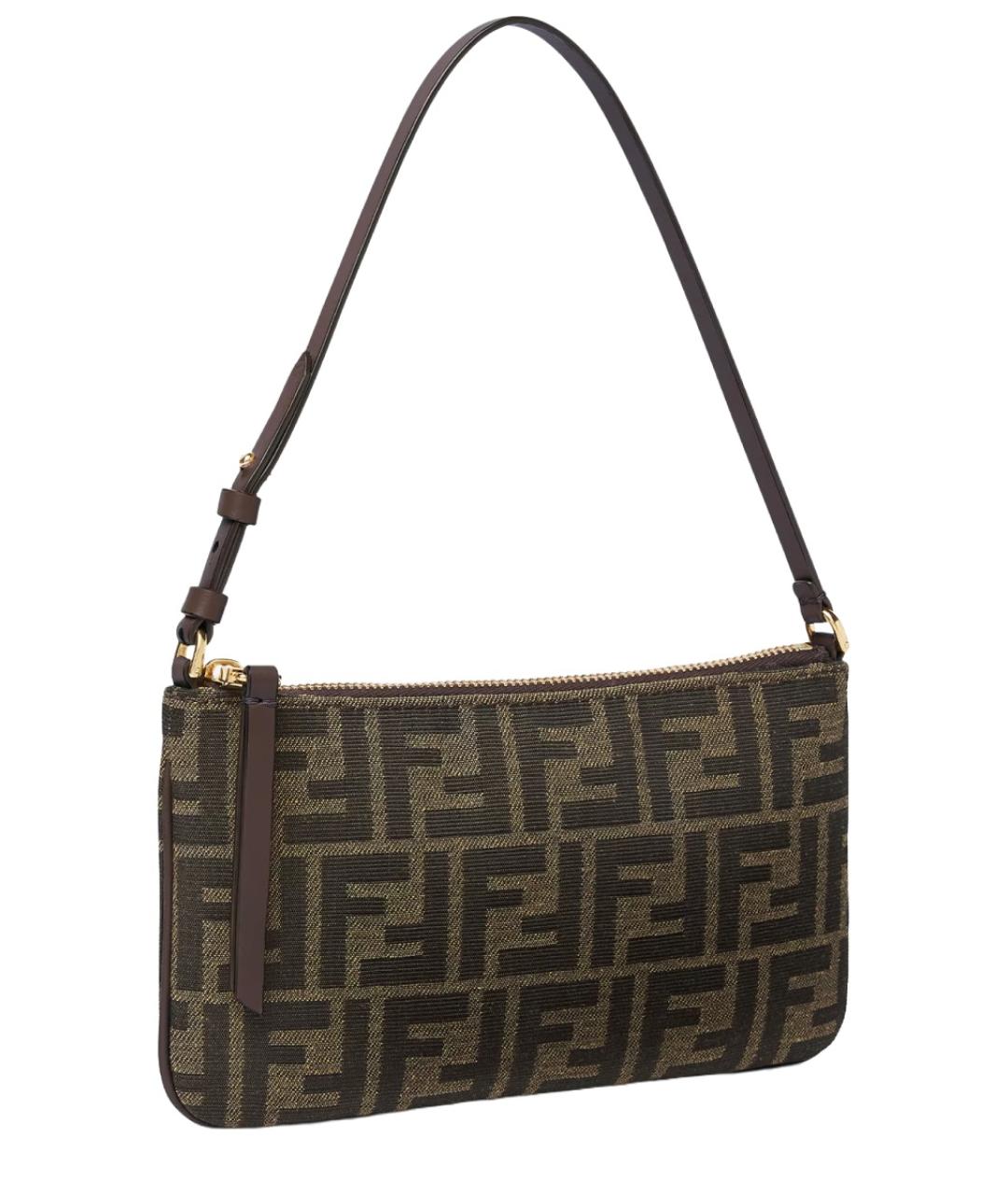 FENDI Коричневая тканевая сумка через плечо, фото 3