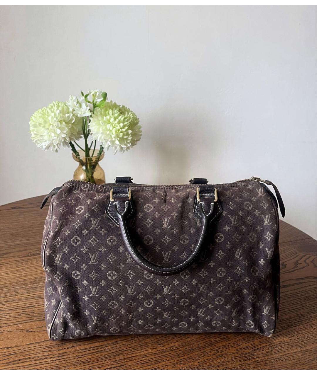 LOUIS VUITTON Коричневая хлопковая сумка с короткими ручками, фото 2