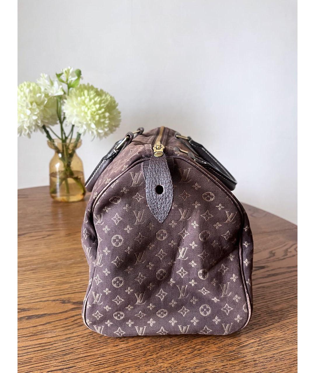 LOUIS VUITTON Коричневая хлопковая сумка с короткими ручками, фото 5