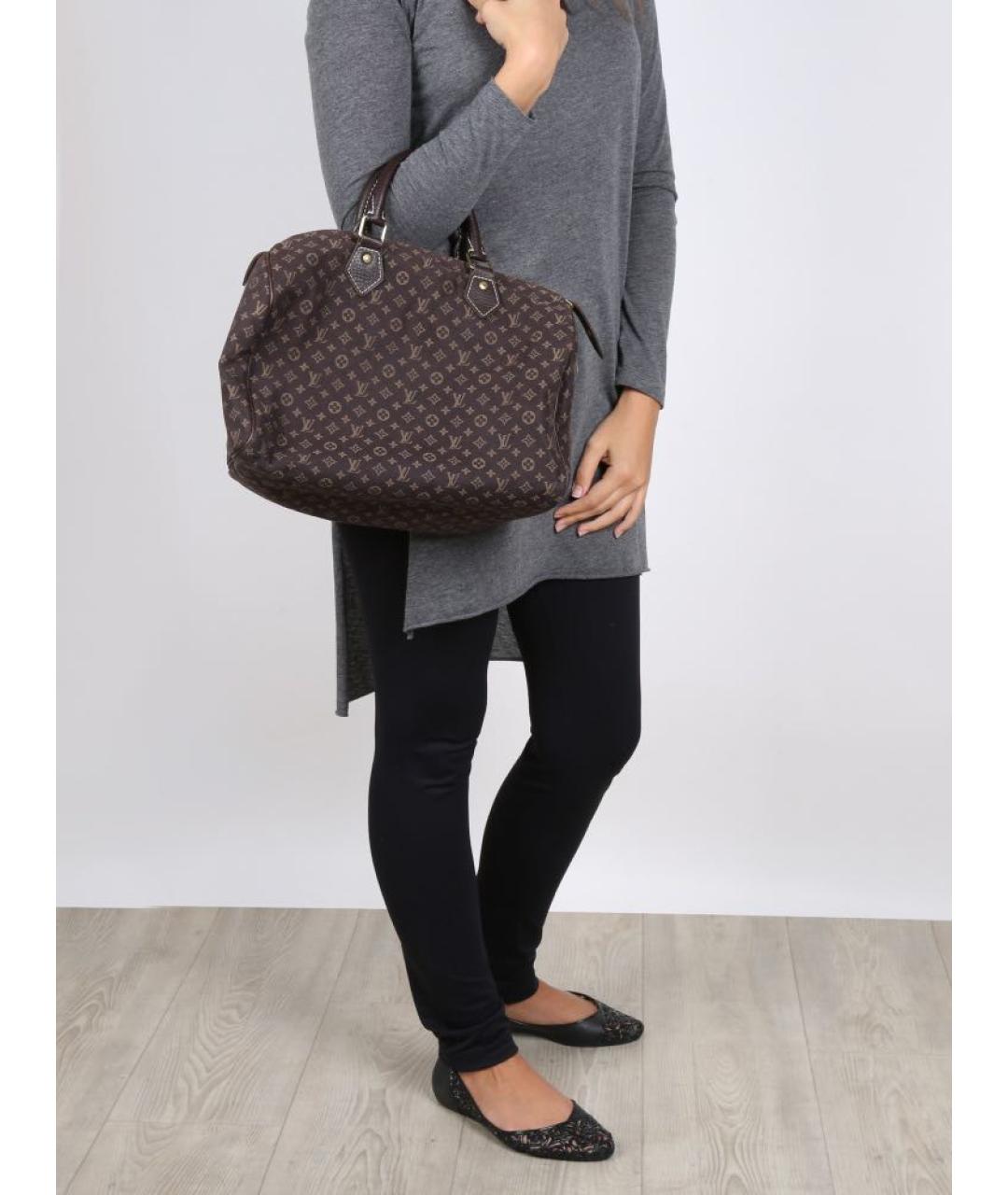 LOUIS VUITTON Коричневая хлопковая сумка с короткими ручками, фото 8
