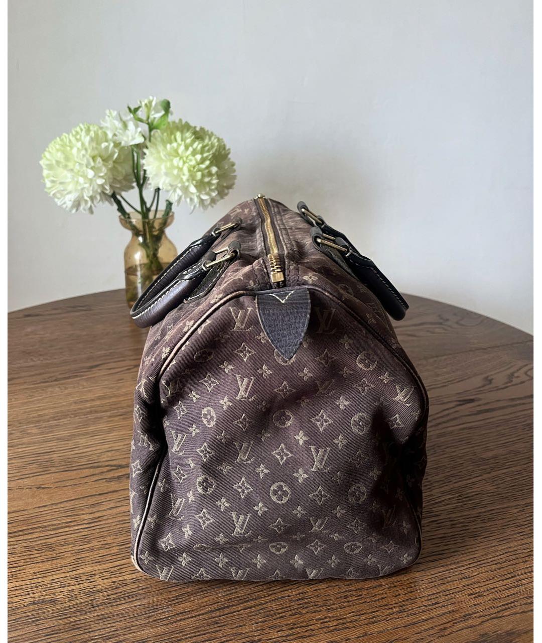 LOUIS VUITTON Коричневая хлопковая сумка с короткими ручками, фото 4