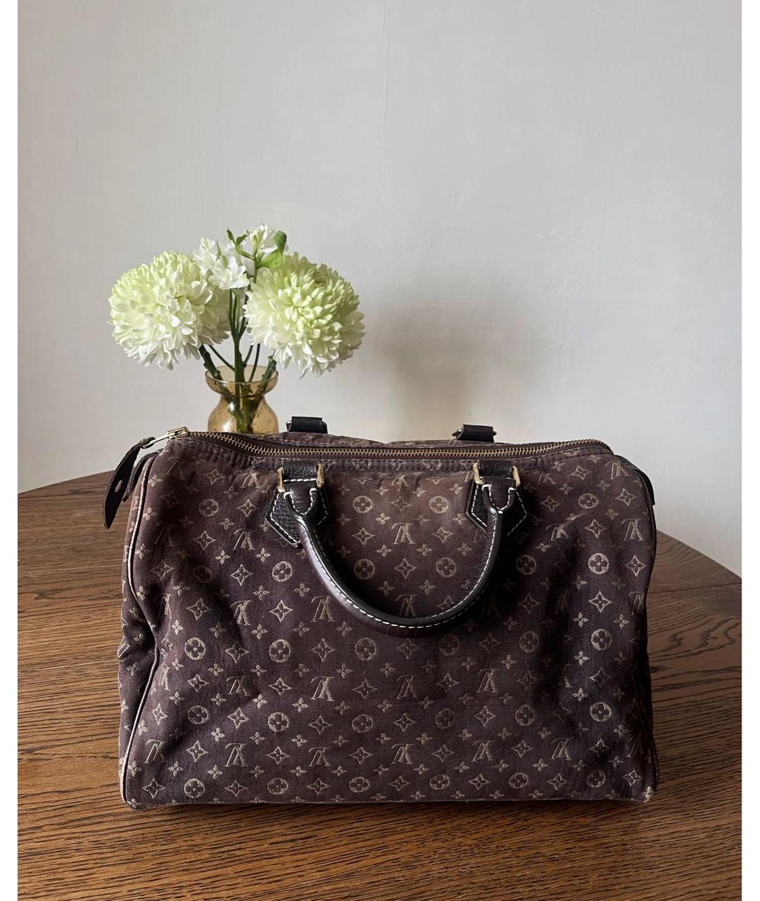 LOUIS VUITTON Коричневая хлопковая сумка с короткими ручками, фото 3