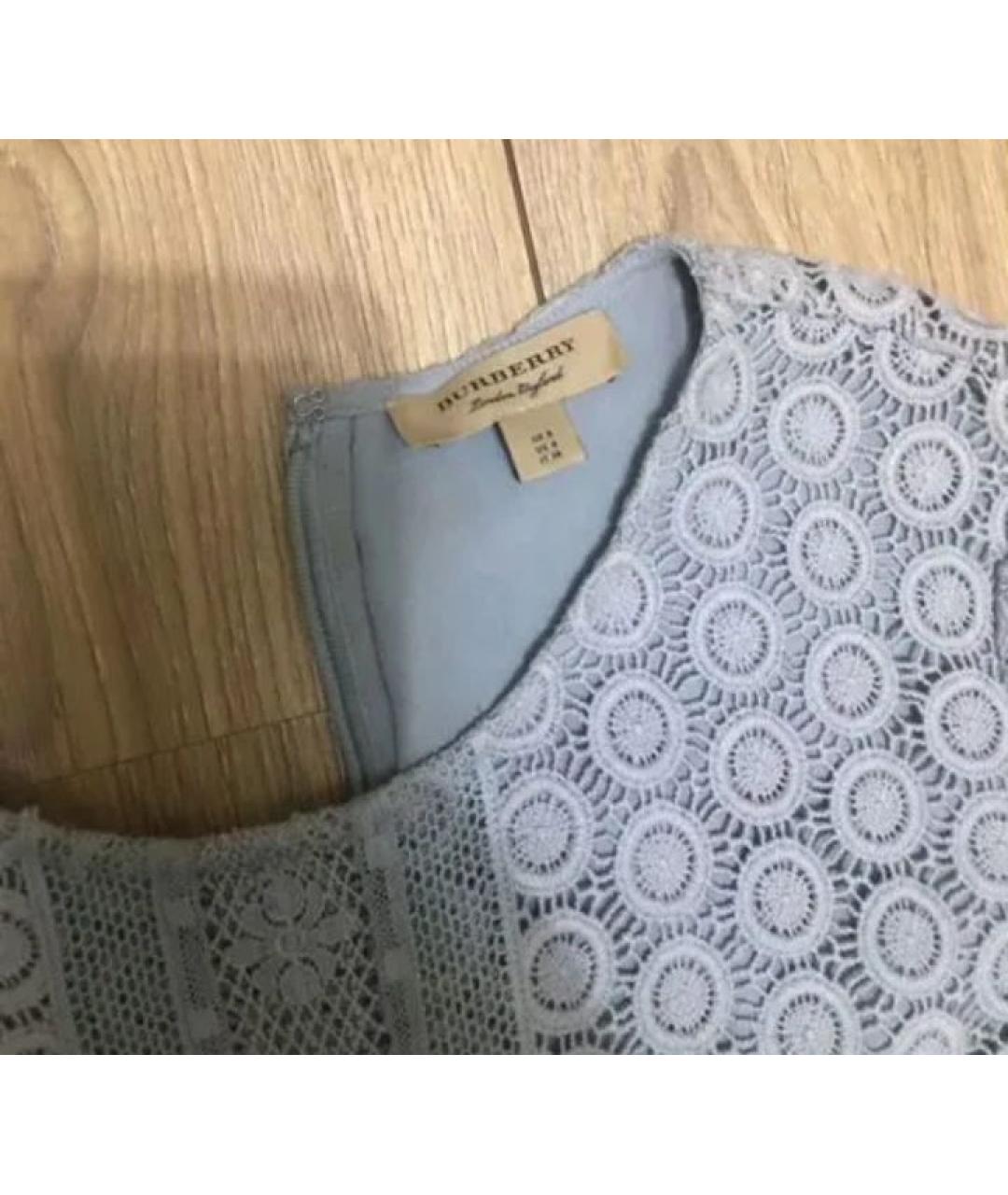 BURBERRY Голубое хлопковое повседневное платье, фото 5