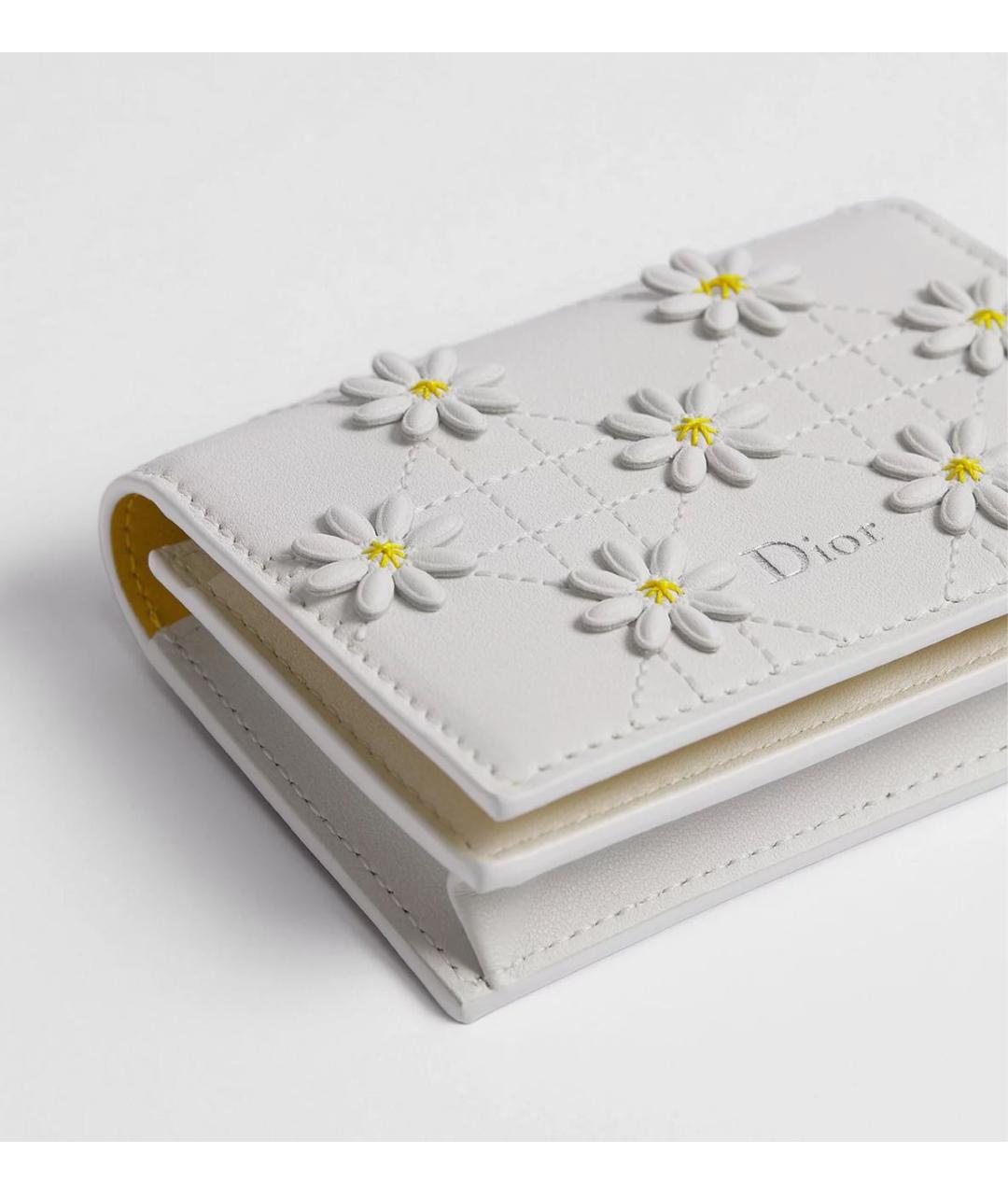 CHRISTIAN DIOR Белый кожаный кардхолдер, фото 4