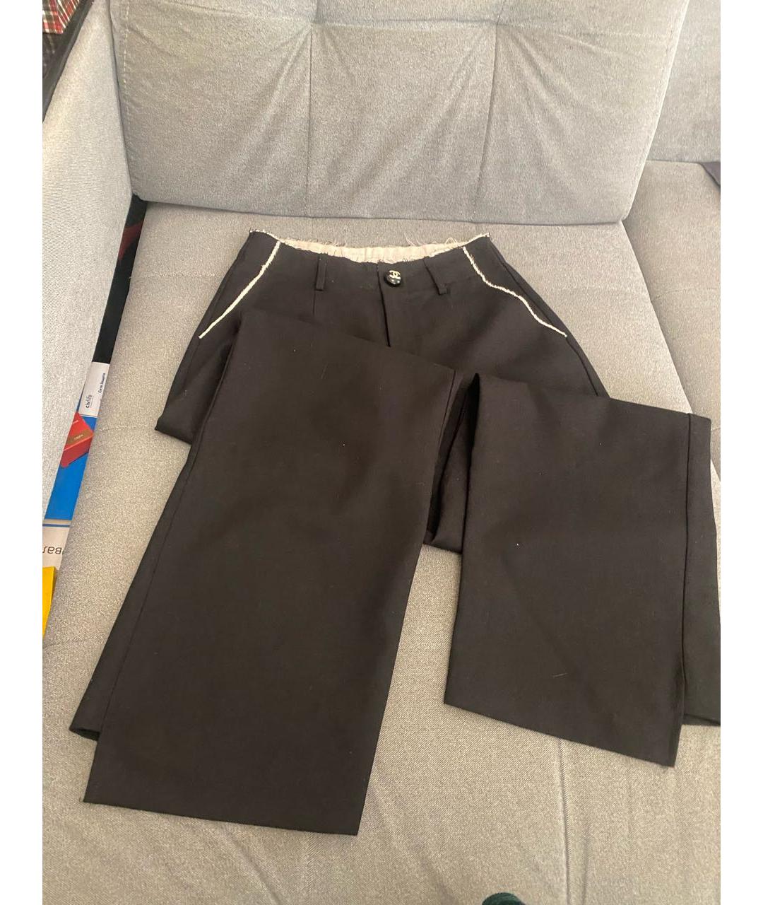 CHANEL Черные шерстяные брюки широкие, фото 5