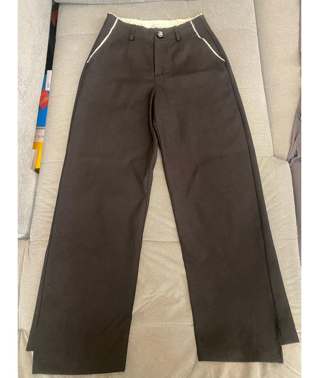 CHANEL Черные шерстяные брюки широкие, фото 6