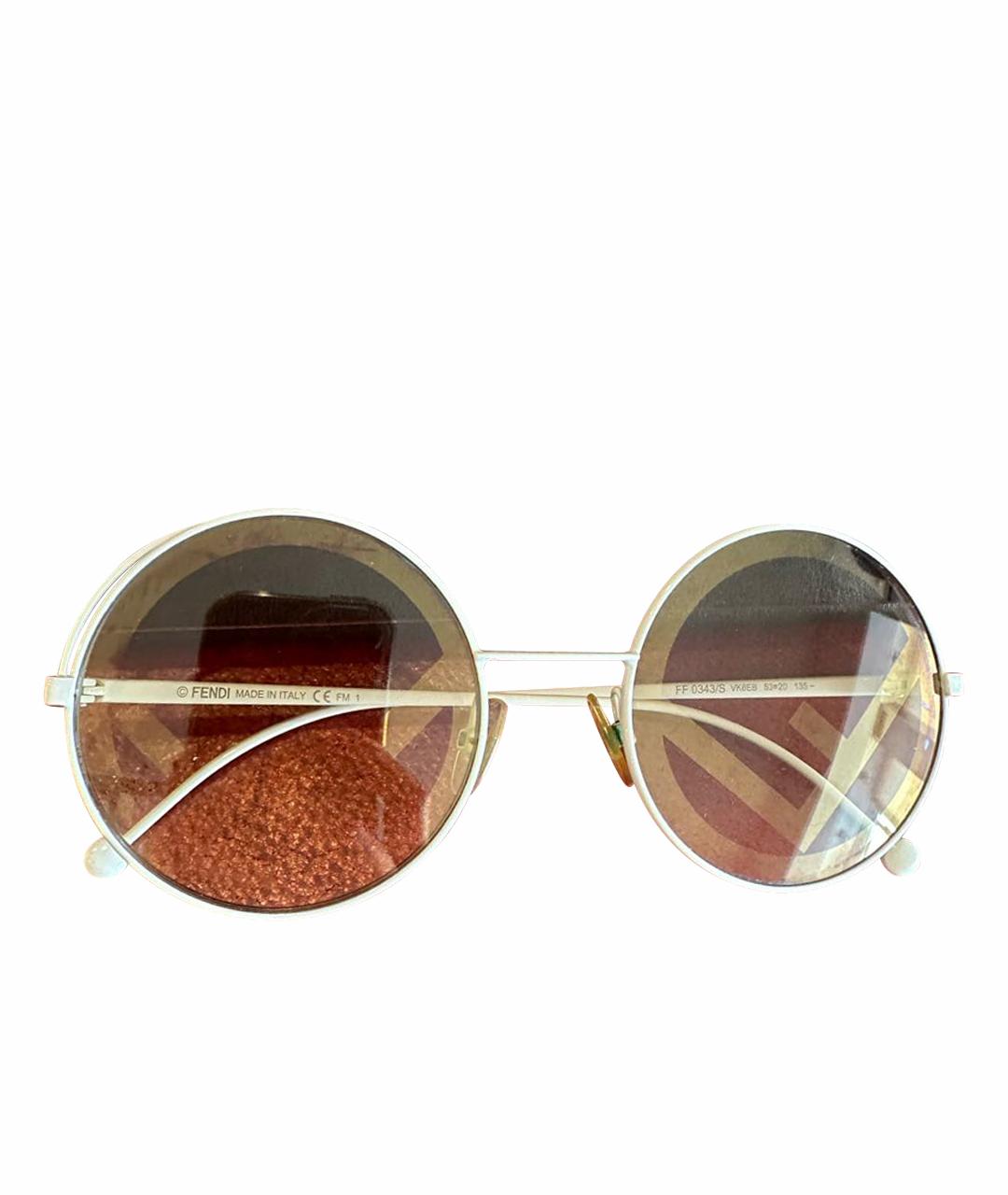 FENDI Белые пластиковые солнцезащитные очки, фото 1