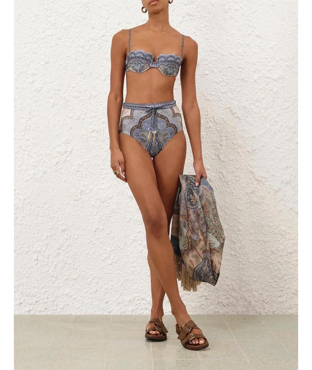 ZIMMERMANN Голубой полиамидовый купальник, фото 4