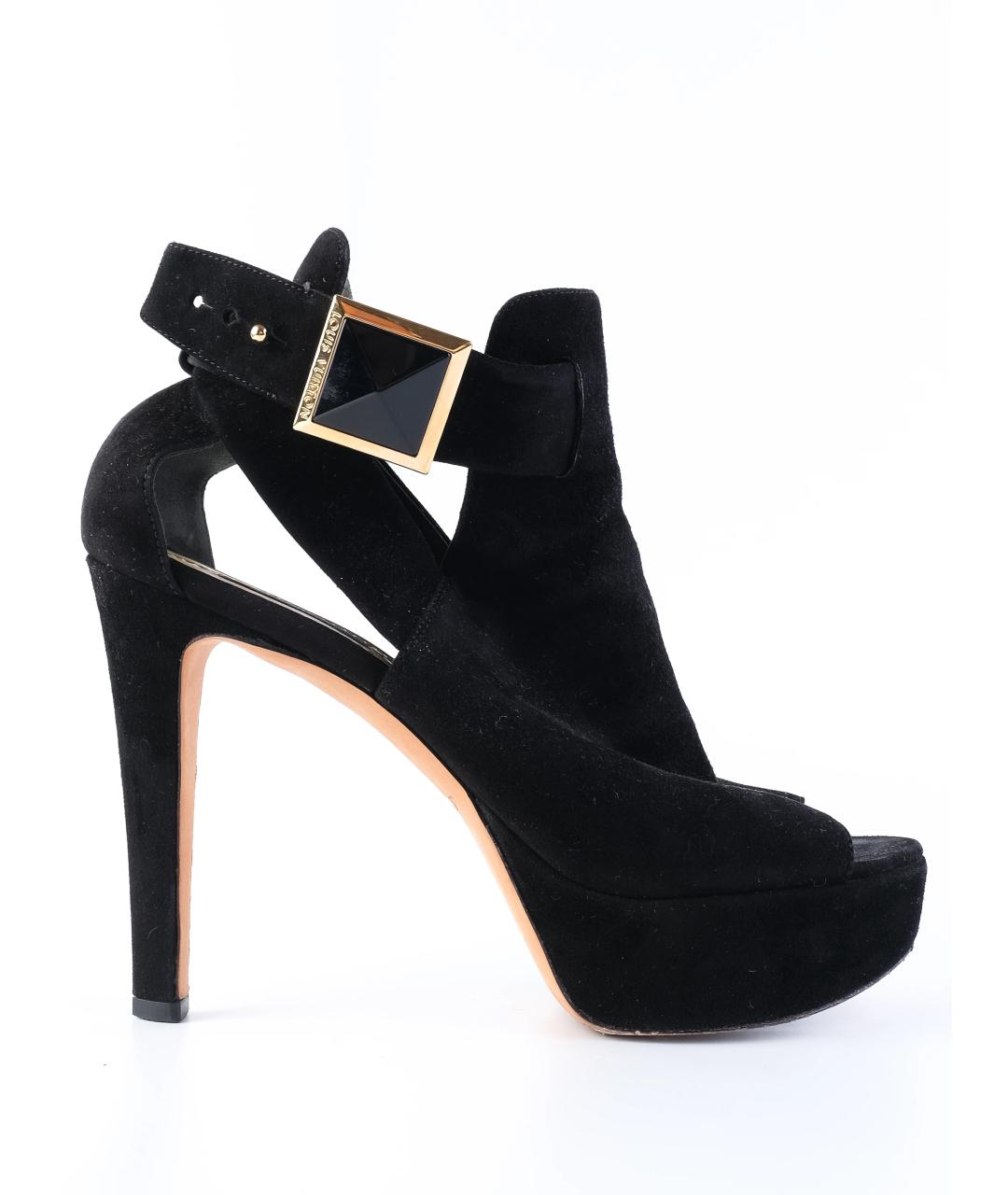 LOUIS VUITTON Черные замшевые босоножки, фото 1