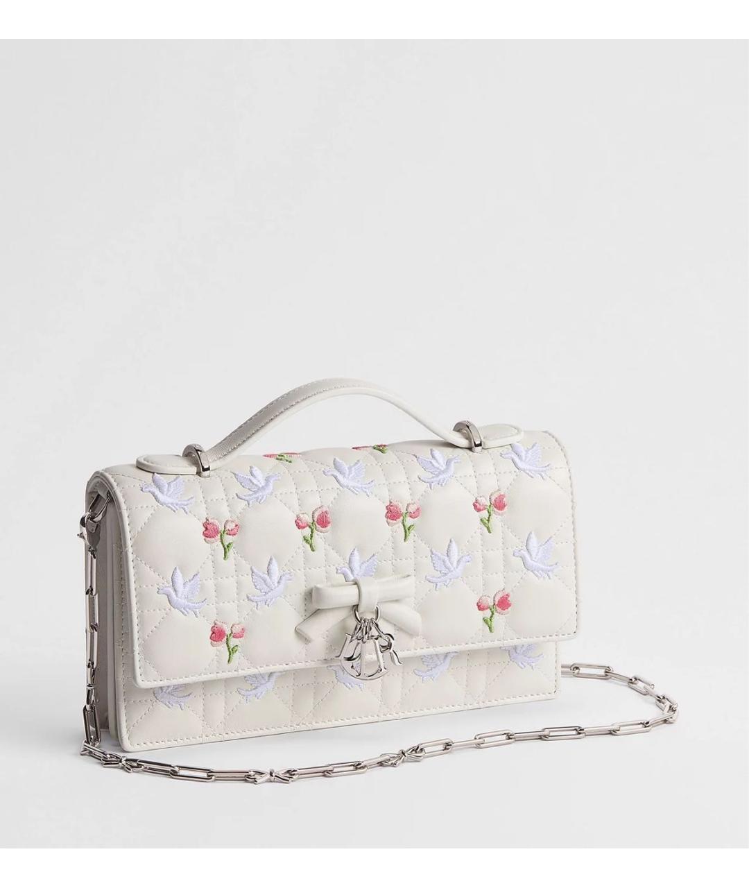 CHRISTIAN DIOR Белая кожаная сумка через плечо, фото 2