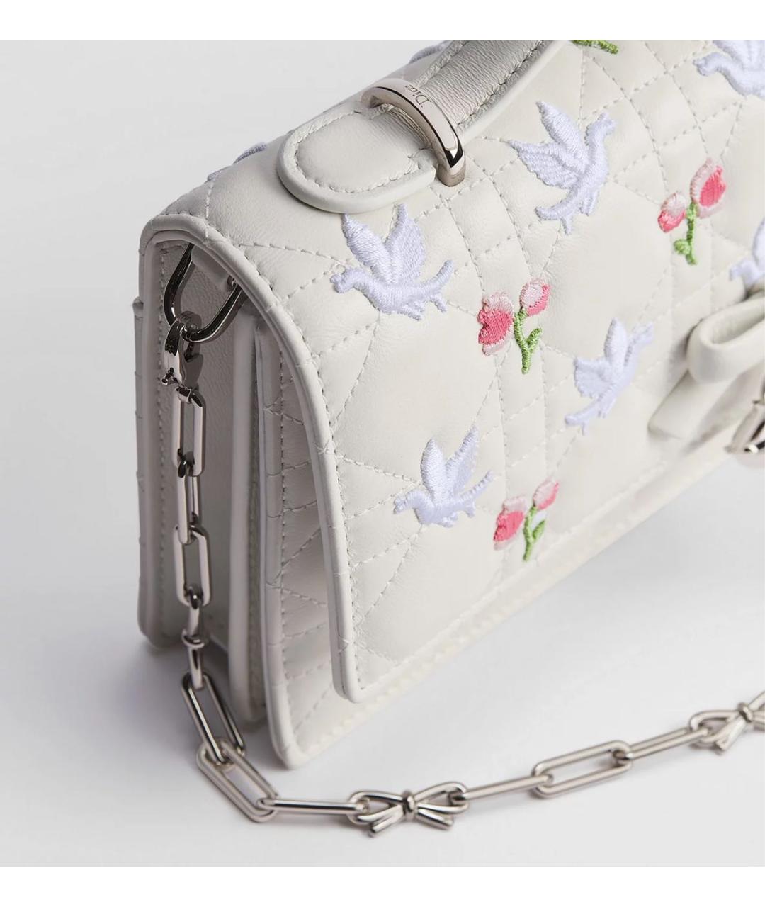 CHRISTIAN DIOR Белая кожаная сумка через плечо, фото 4