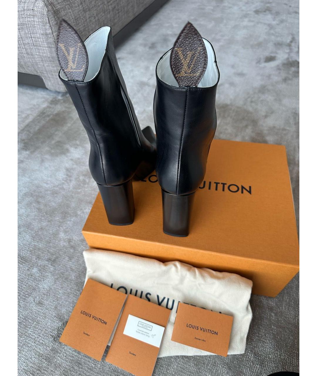LOUIS VUITTON Черные кожаные ботильоны, фото 4