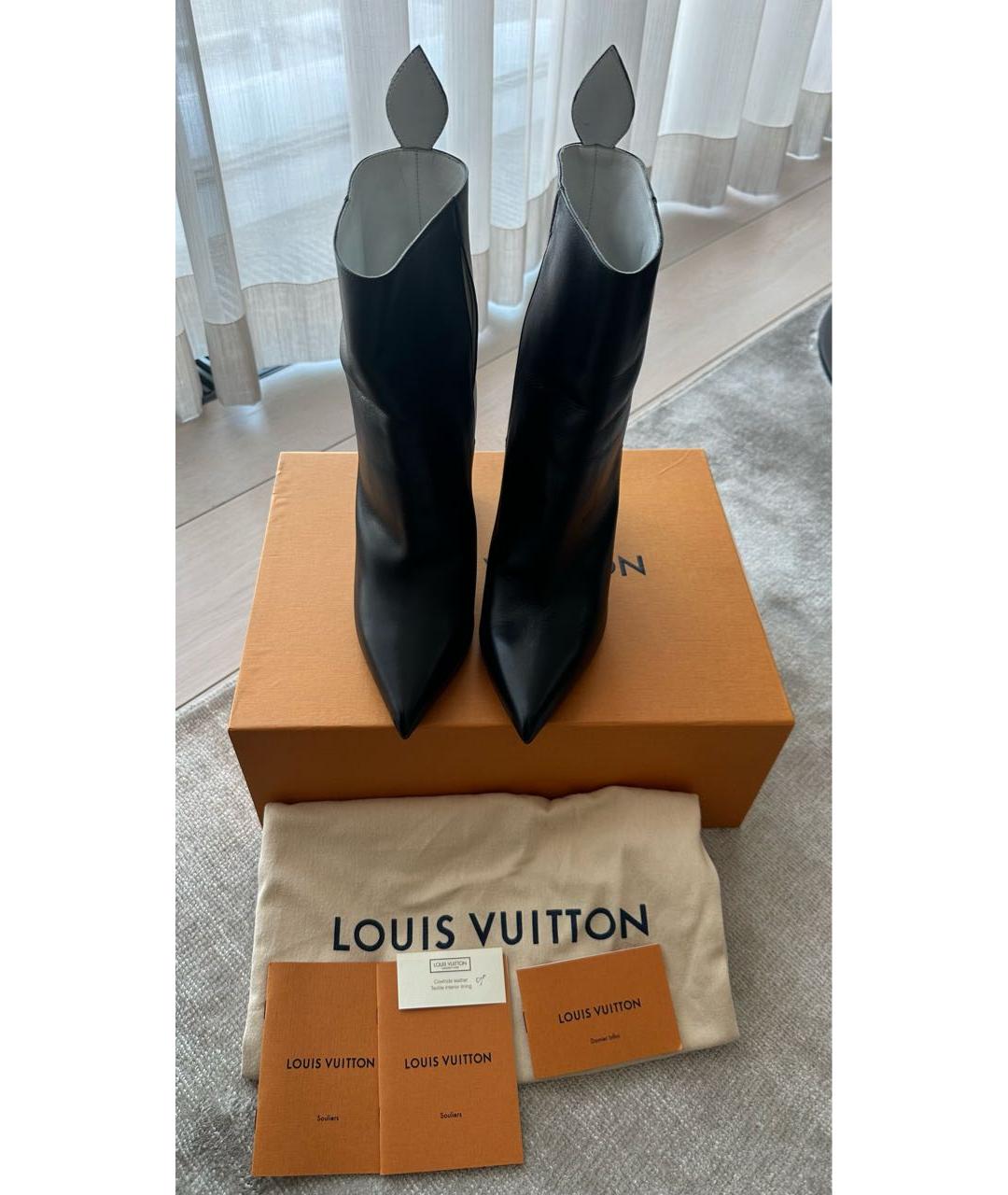 LOUIS VUITTON Черные кожаные ботильоны, фото 2
