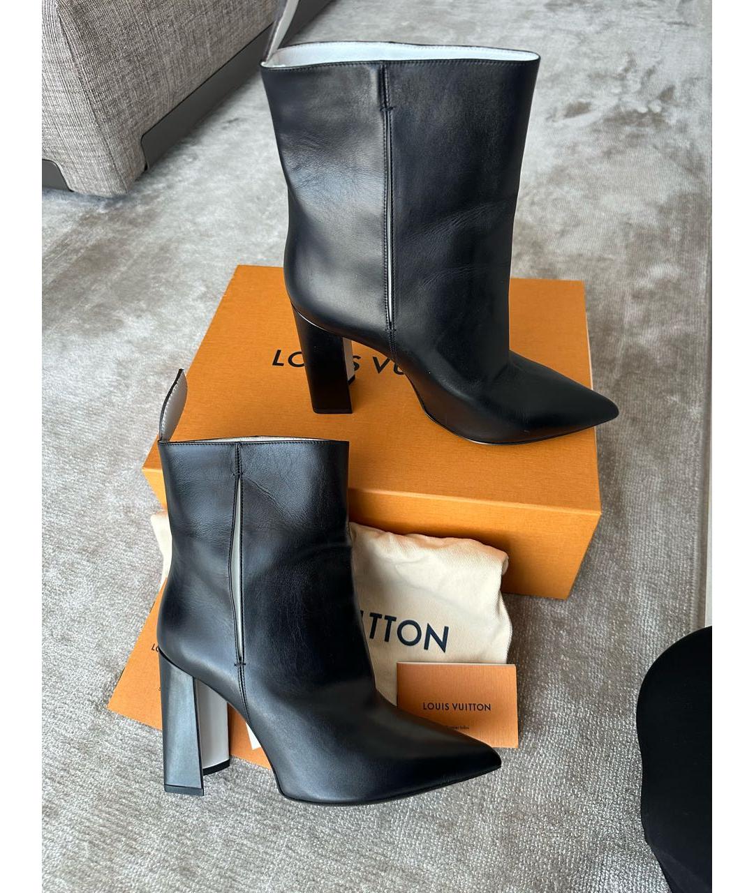 LOUIS VUITTON Черные кожаные ботильоны, фото 5