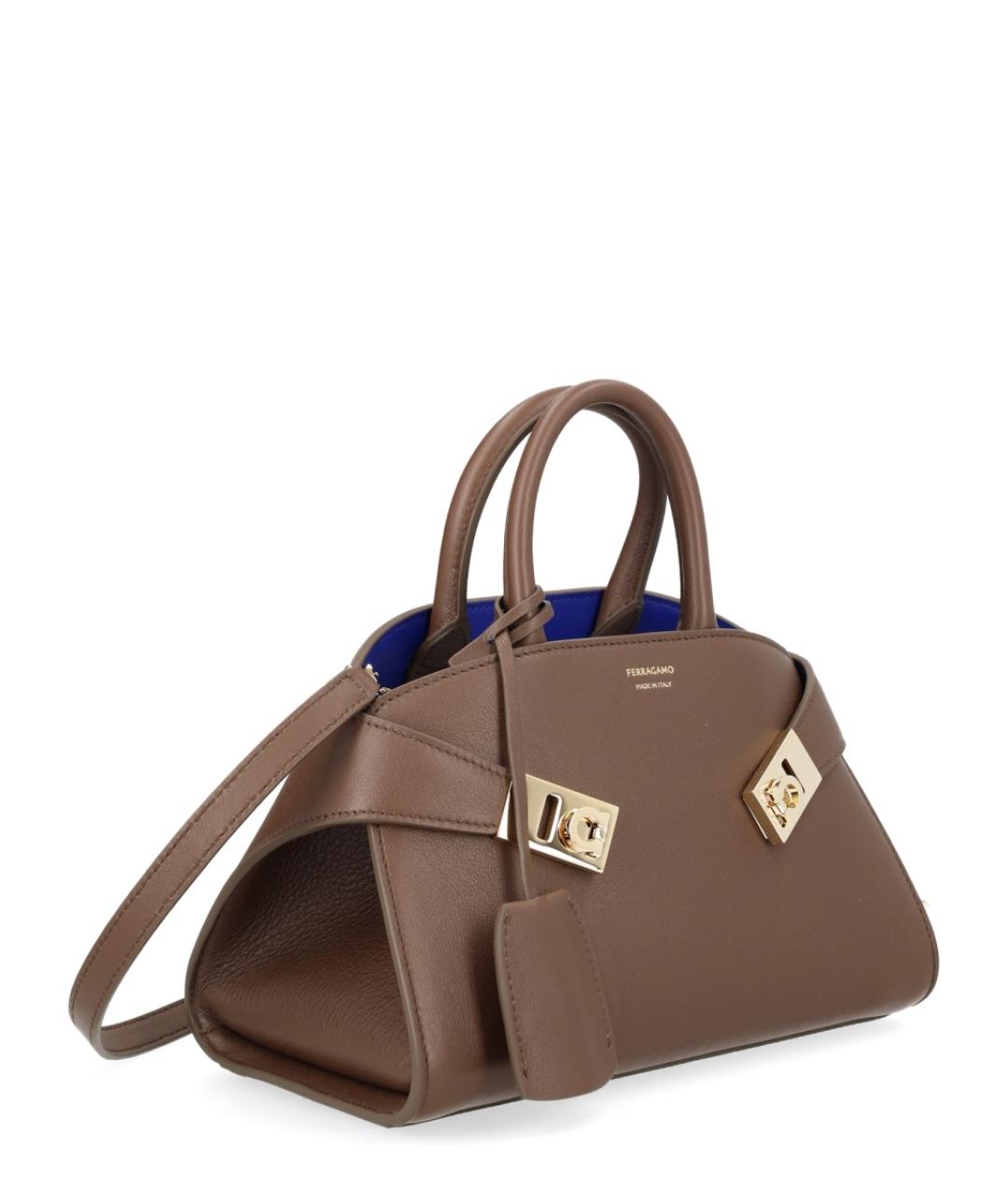 FERRAGAMO Коричневая кожаная сумка тоут, фото 3