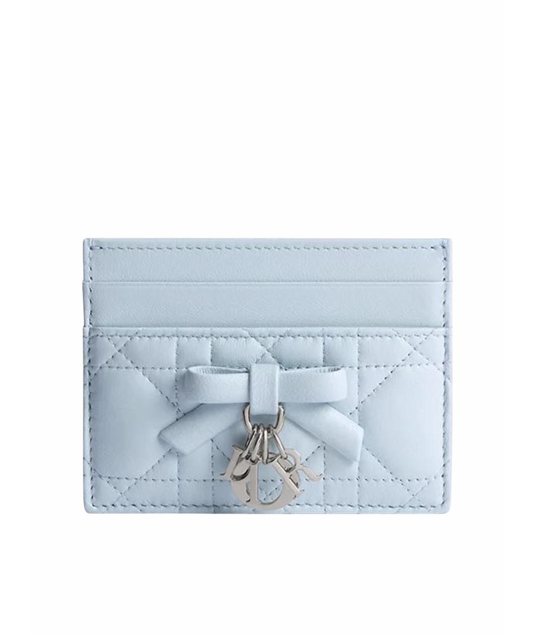 CHRISTIAN DIOR Голубой кожаный кардхолдер, фото 1