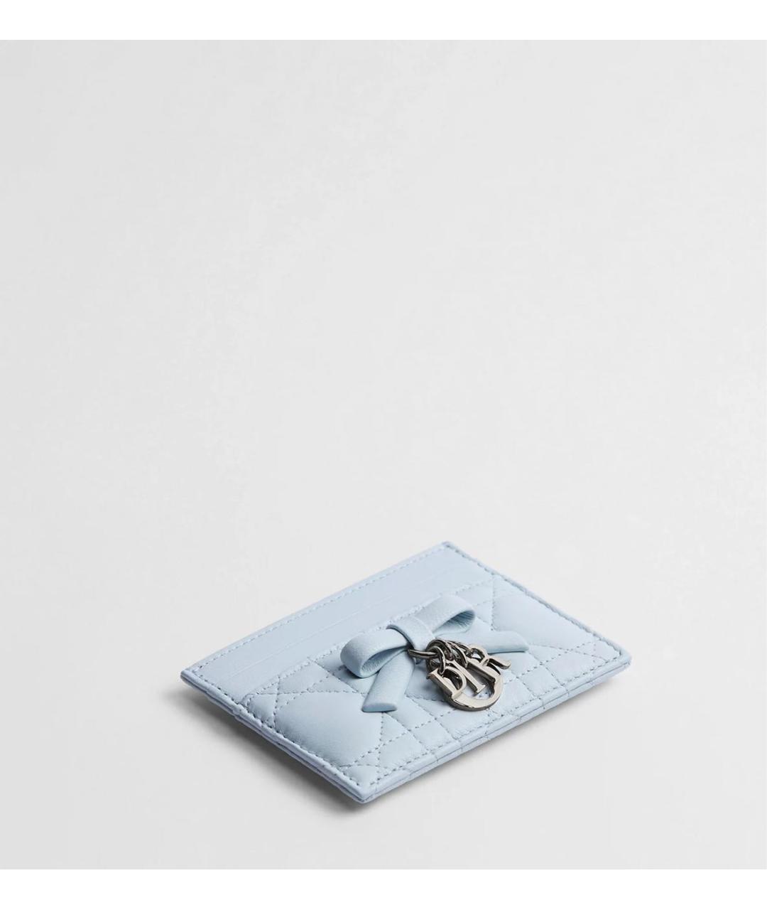 CHRISTIAN DIOR Голубой кожаный кардхолдер, фото 2