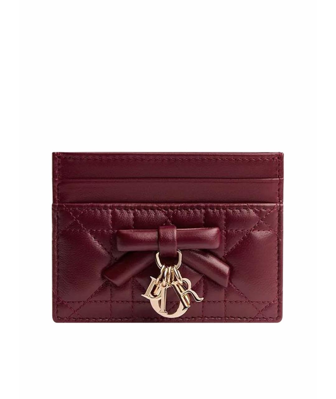 CHRISTIAN DIOR Бордовый кожаный кардхолдер, фото 1