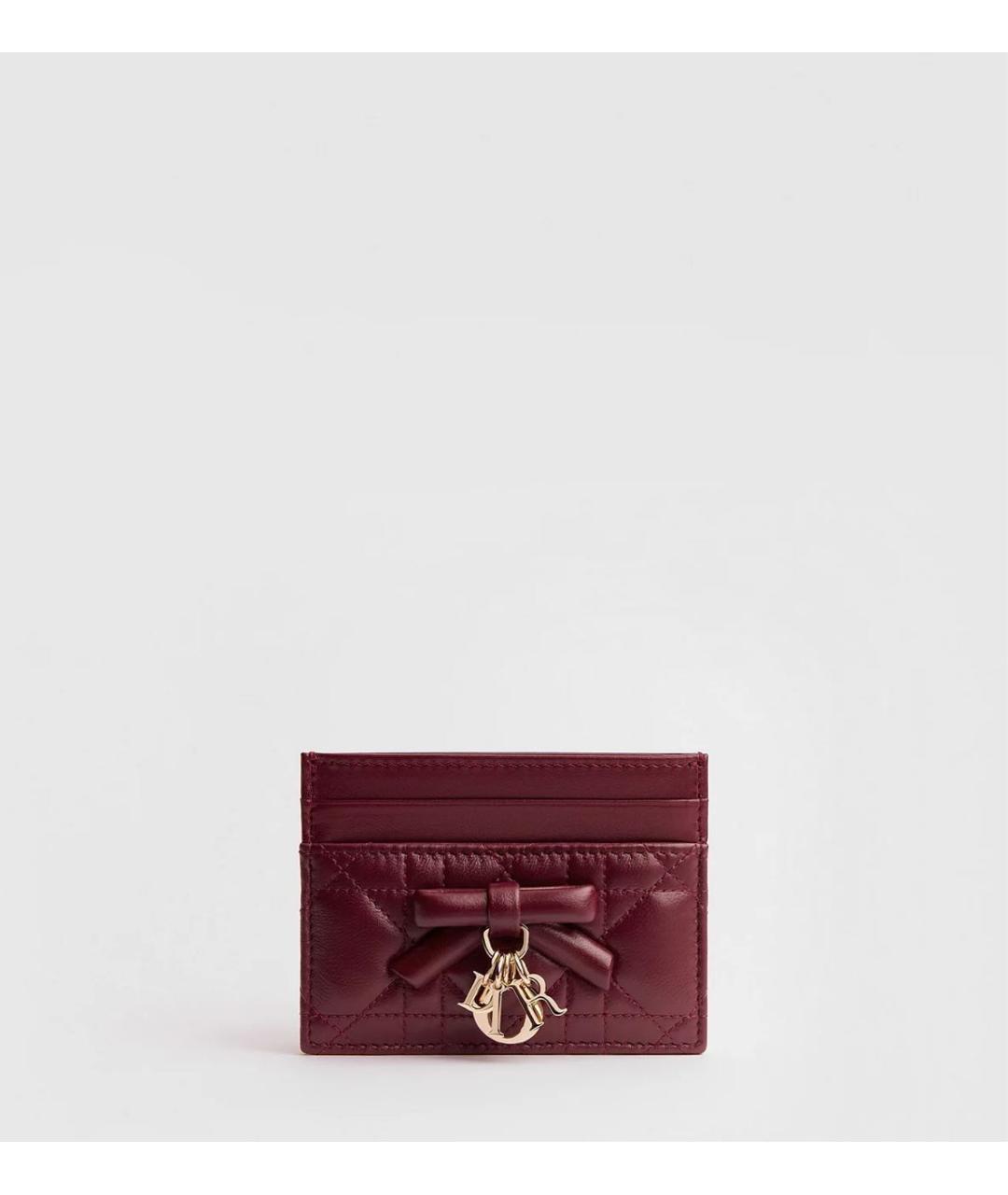 CHRISTIAN DIOR Бордовый кожаный кардхолдер, фото 5