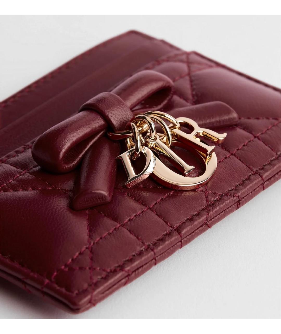 CHRISTIAN DIOR Бордовый кожаный кардхолдер, фото 4
