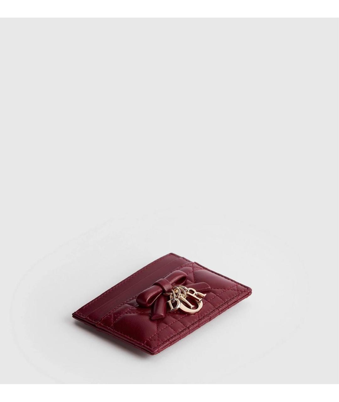 CHRISTIAN DIOR Бордовый кожаный кардхолдер, фото 3