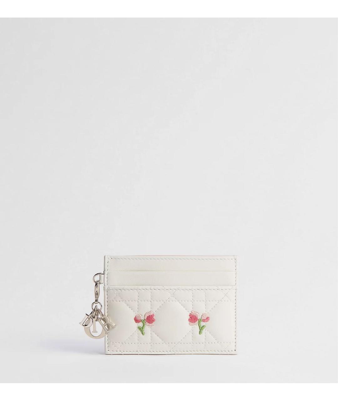 CHRISTIAN DIOR Белый кожаный кардхолдер, фото 5