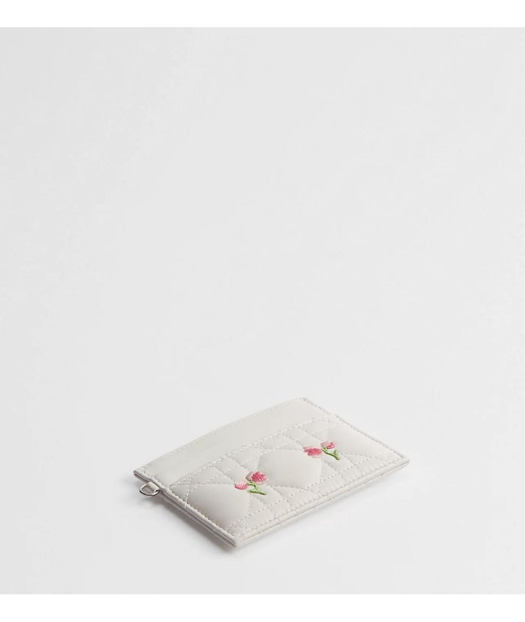 CHRISTIAN DIOR Белый кожаный кардхолдер, фото 2