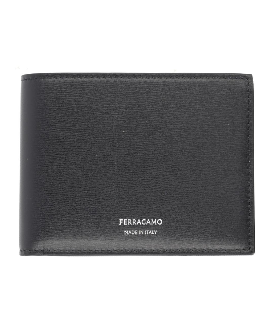 FERRAGAMO Черный кожаный кошелек, фото 1