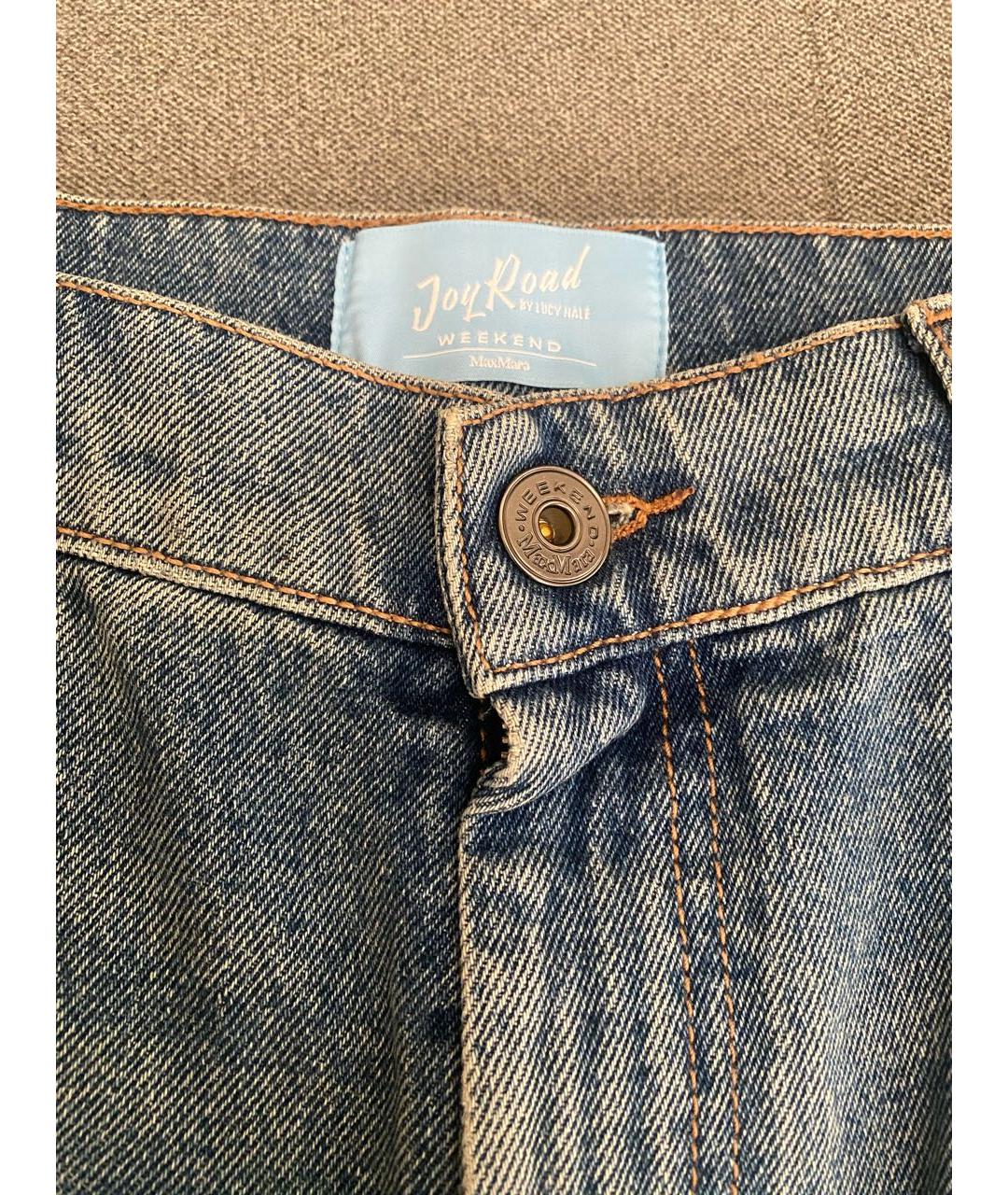 WEEKEND MAX MARA Голубые хлопковые прямые джинсы, фото 3