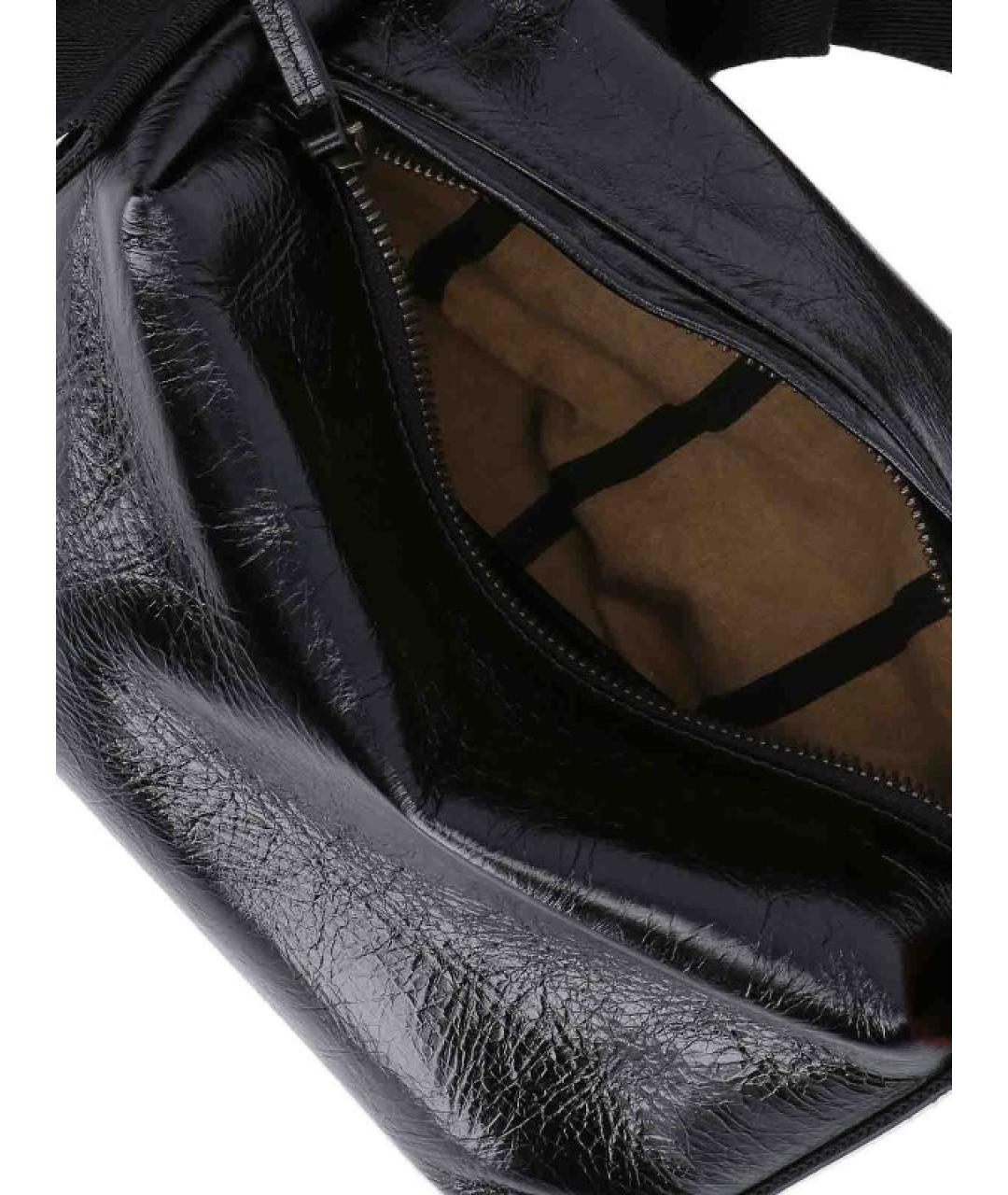 UMA WANG Черная кожаная сумка через плечо, фото 4