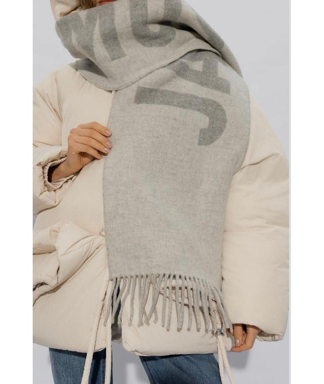 JACQUEMUS Серый шерстяной шарф, фото 4