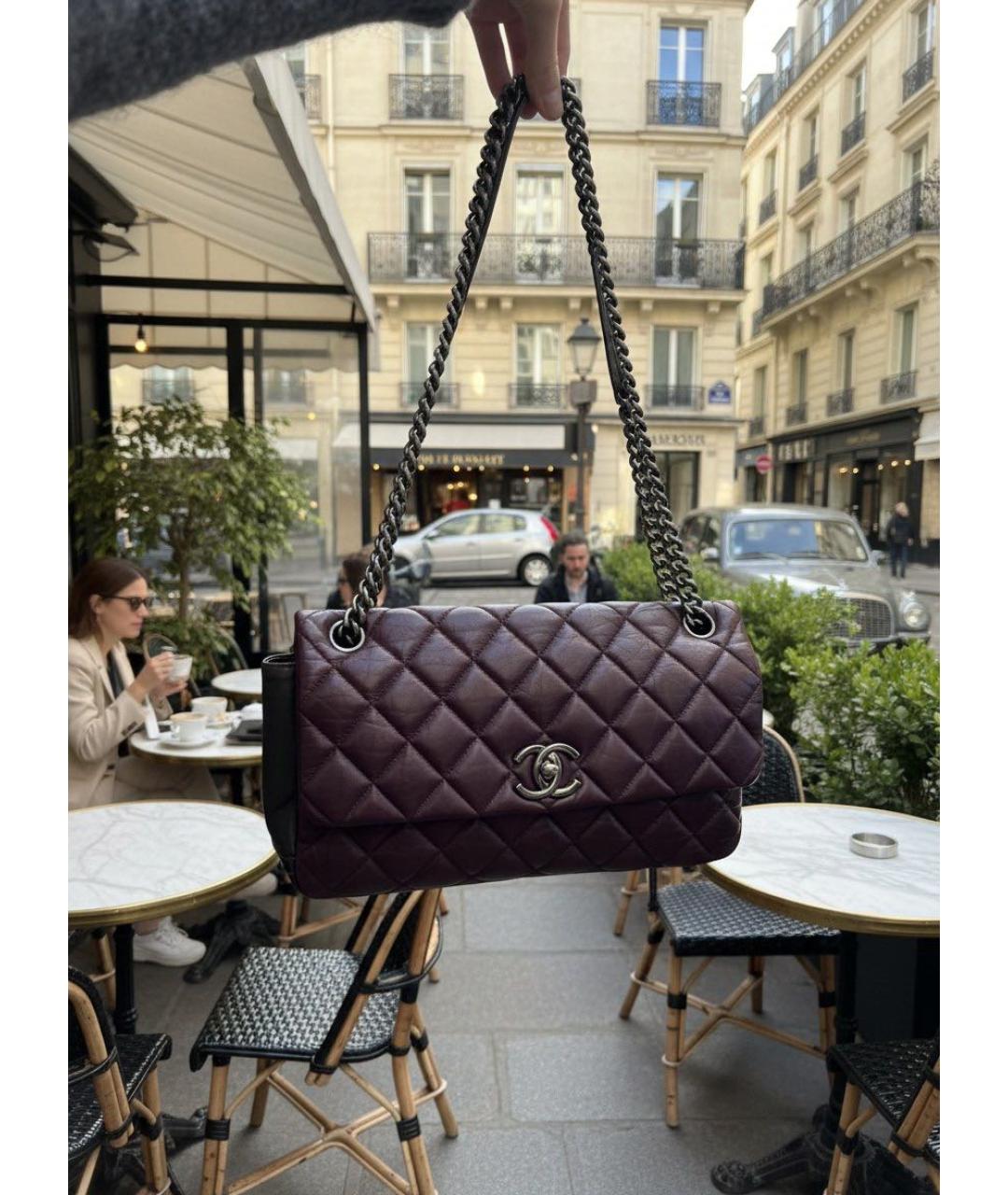 CHANEL Фиолетовая кожаная сумка через плечо, фото 7