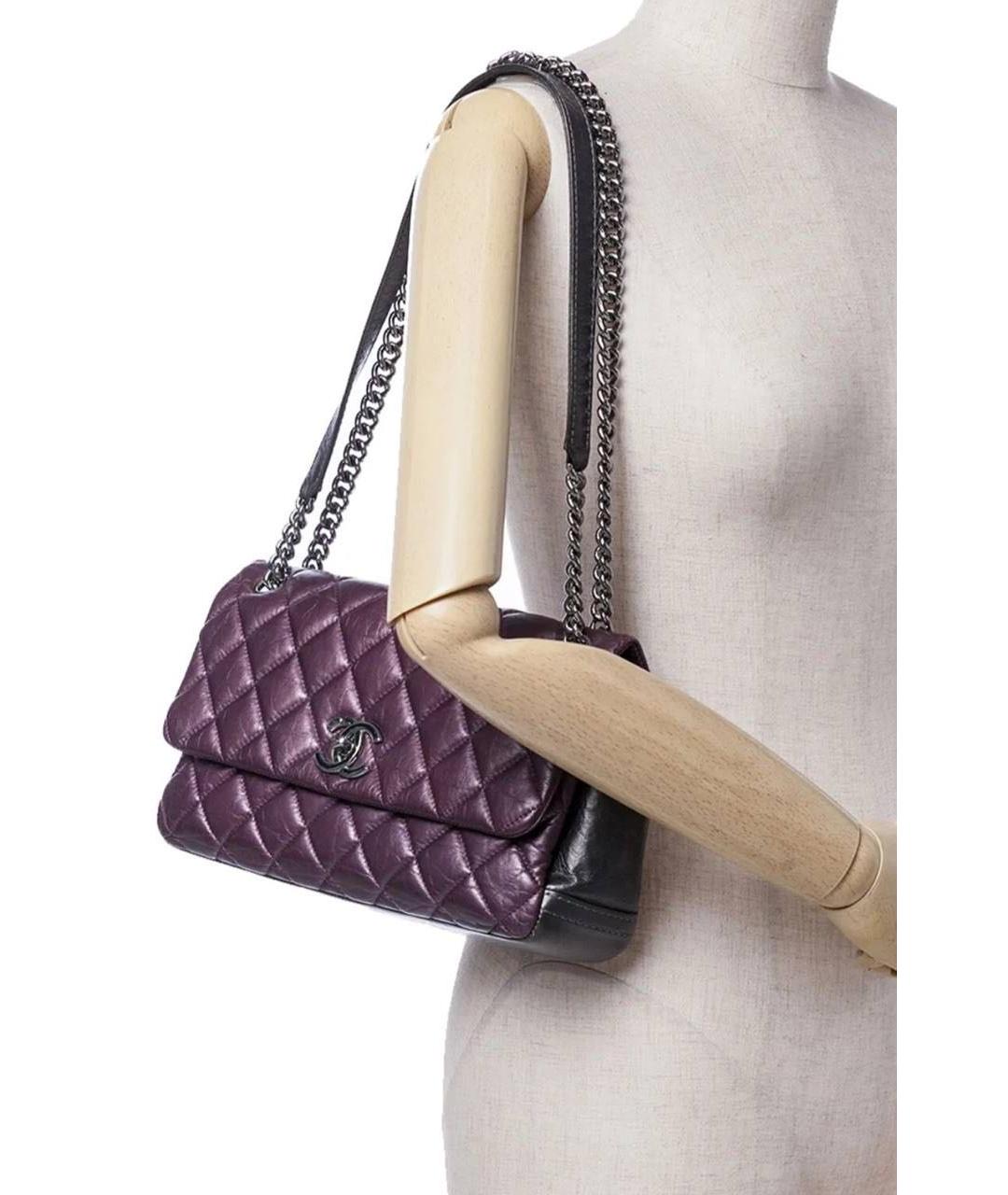 CHANEL Фиолетовая кожаная сумка через плечо, фото 6