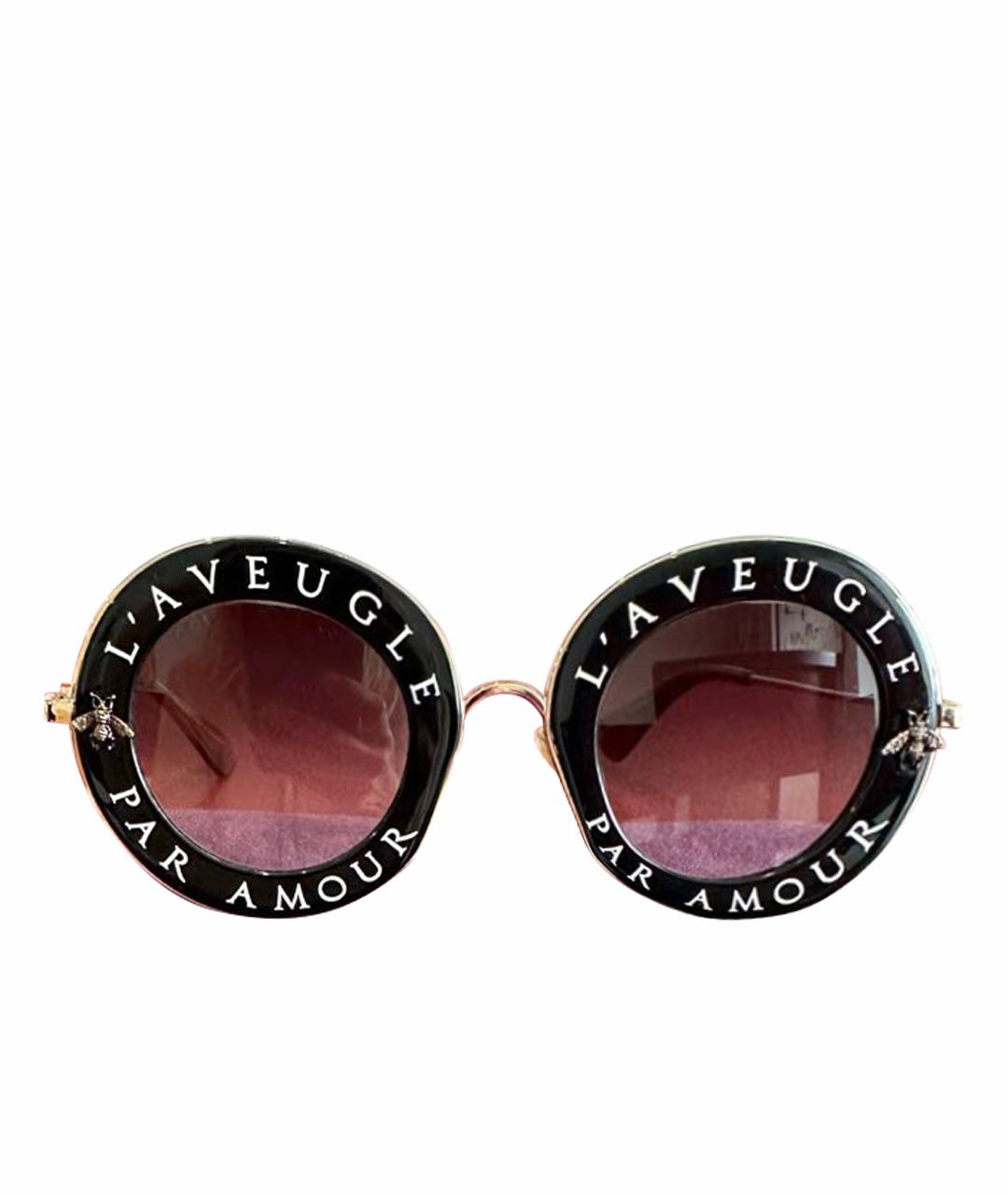 GUCCI Черные металлические солнцезащитные очки, фото 1