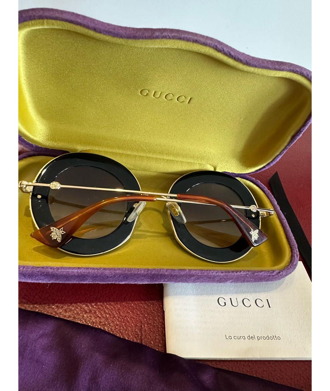 GUCCI Черные металлические солнцезащитные очки, фото 3