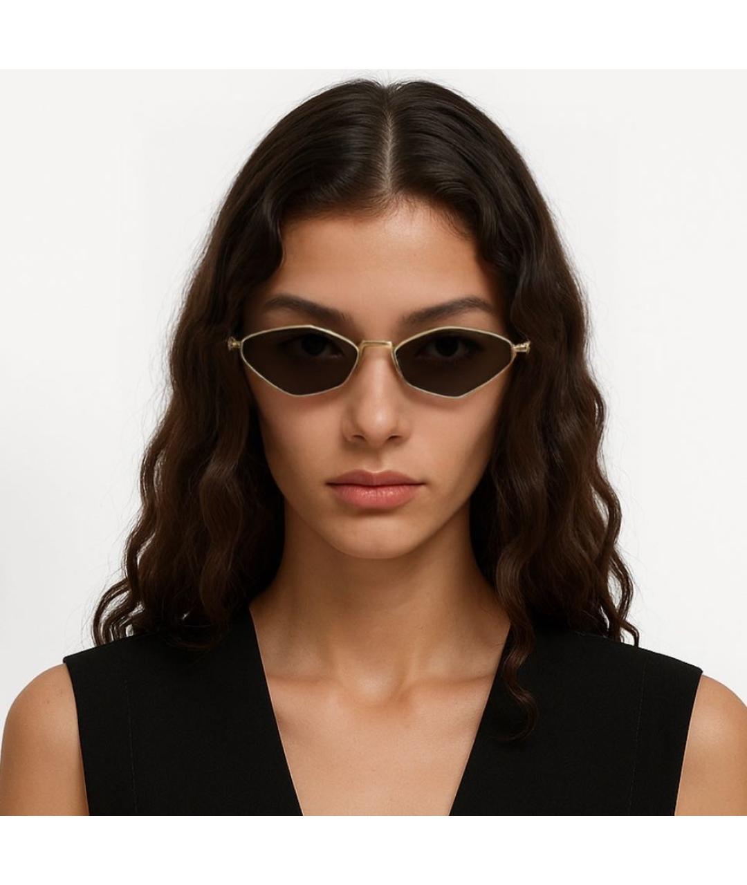 MIU MIU Золотые металлические солнцезащитные очки, фото 2