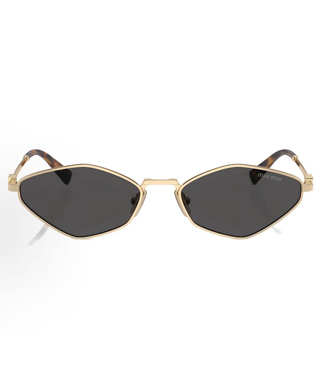 MIU MIU Золотые металлические солнцезащитные очки, фото 3