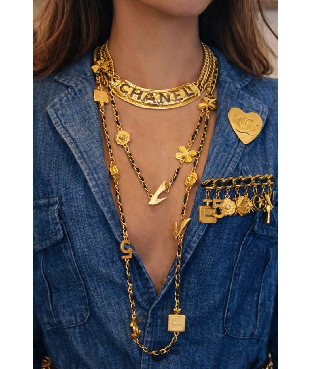 CHANEL Золотое металлическое колье, фото 4