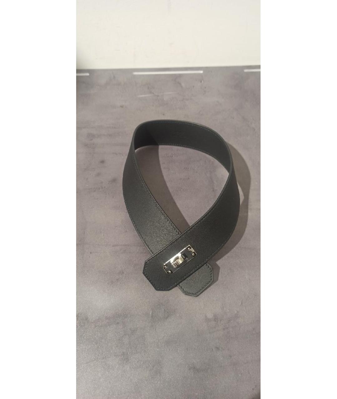 HERMES Черный кожаный чокер, фото 7